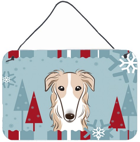 Winter Holiday Borzoi Wall and Door Hanging Prints