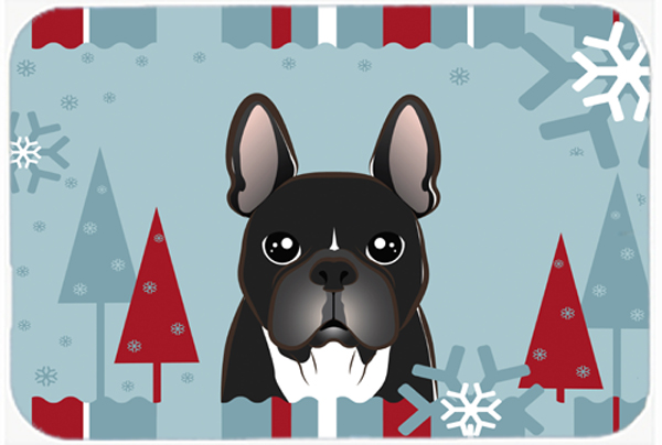 Picture of Carolines Treasures BB1723LCB Winter Holiday French Bulldog Glass Cutting Board- Large