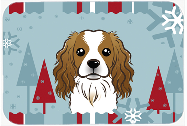 Picture of Carolines Treasures BB1720LCB Winter Holiday Cavalier Spaniel Glass Cutting Board- Large