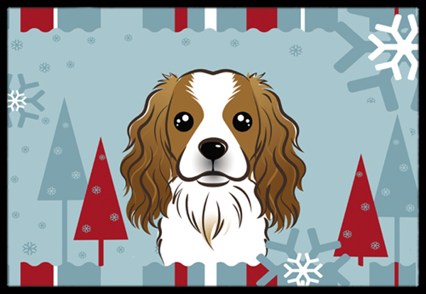 Winter Holiday Cavalier Spaniel Indoor & Outdoor Mat- 24 x 36 in.