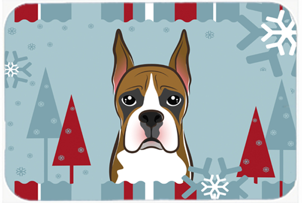 Picture of Carolines Treasures BB1719LCB Winter Holiday Boxer Glass Cutting Board- Large