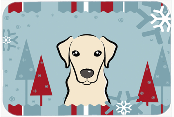 Picture of Carolines Treasures BB1718LCB Winter Holiday Yellow Labrador Glass Cutting Board- Large