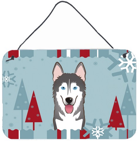 Winter Holiday Alaskan Malamute Wall and Door Hanging Prints