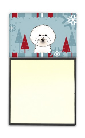 Winter Holiday Bichon Frise Sticky Note Holder
