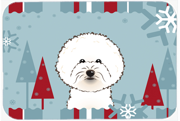 Picture of Carolines Treasures BB1713LCB Winter Holiday Bichon Frise Glass Cutting Board- Large