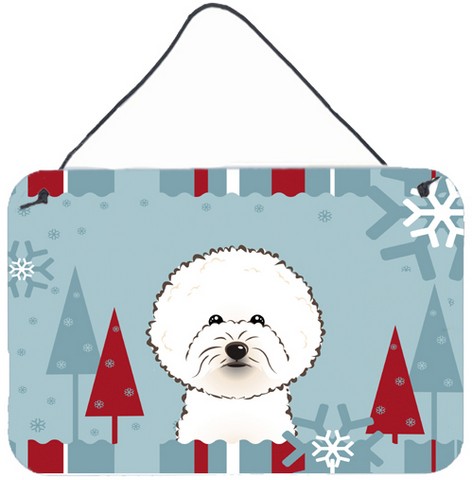 Winter Holiday Bichon Frise Wall and Door Hanging Prints