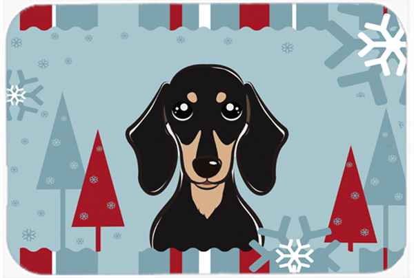 Picture of Carolines Treasures BB1711LCB Winter Holiday Smooth Black And Tan Dachshund Glass Cutting Board- Large