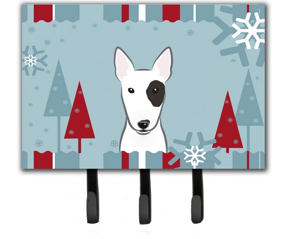 Winter Holiday Bull Terrier Leash & Key Holder