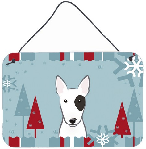 Winter Holiday Bull Terrier Wall and Door Hanging Prints