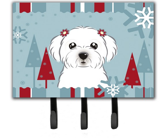 Winter Holiday Maltese Leash & Key Holder