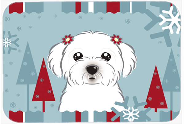 Winter Holiday Maltese Mouse Pad, Hot Pad & Trivet