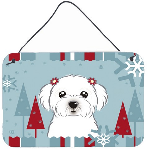 Winter Holiday Maltese Wall and Door Hanging Prints