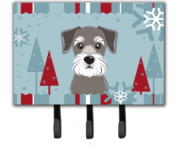 Winter Holiday Schnauzer Leash & Key Holder