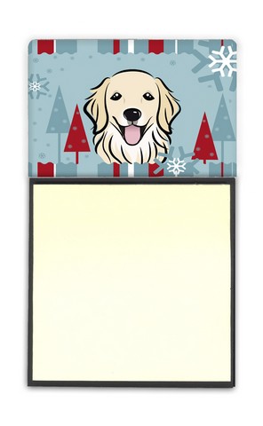 Winter Holiday Golden Retriever Sticky Note Holder