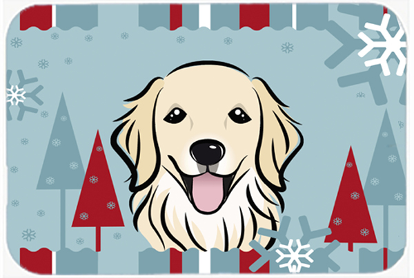 Picture of Carolines Treasures BB1701LCB Winter Holiday Golden Retriever Glass Cutting Board- Large