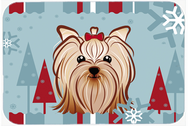 Picture of Carolines Treasures BB1700LCB Winter Holiday Yorkie Yorkishire Terrier Glass Cutting Board- Large