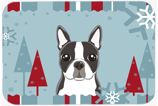 Winter Holiday Boston Terrier Mouse Pad, Hot Pad & Trivet