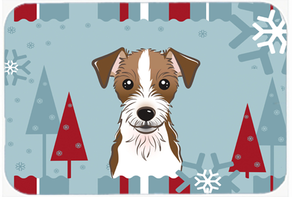 Picture of Carolines Treasures BB1698LCB Winter Holiday Jack Russell Terrier Glass Cutting Board- Large