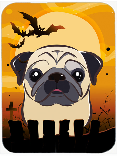 Picture of Carolines Treasures BB1820LCB Halloween Fawn Pug Glass Cutting Board- Large