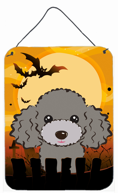 Halloween Silver Gray Poodle Wall and Door Hanging Prints