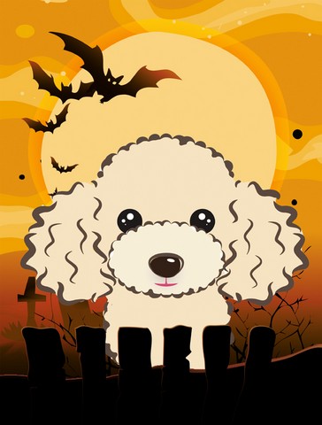 Halloween Buff Poodle Flag Canvas House Size