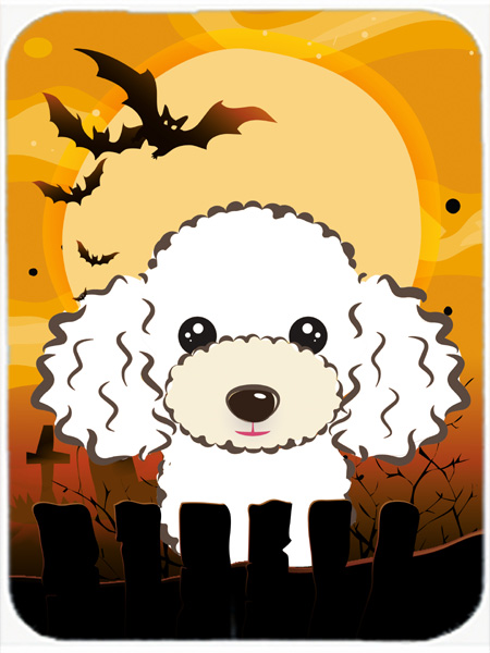 Halloween White Poodle Mouse Pad, Hot Pad & Trivet