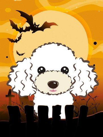Halloween White Poodle Flag Garden Size