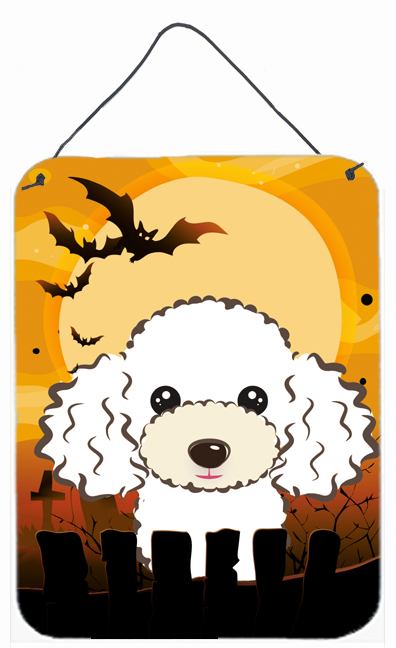 Halloween White Poodle Wall and Door Hanging Prints