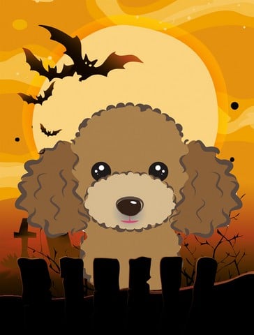 Halloween Chocolate Brown Poodle Flag Canvas House Size