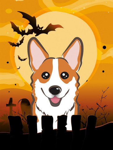 Halloween Red Corgi Flag Canvas House Size