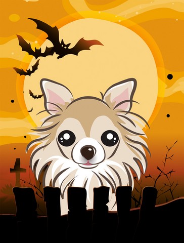Halloween Chihuahua Flag Canvas House Size