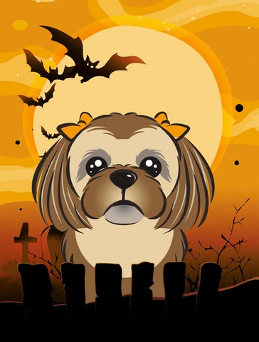 Halloween Chocolate Brown Shih Tzu Flag Canvas House Size