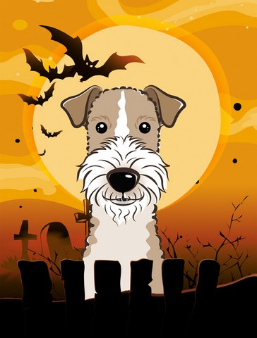 Halloween Wire Haired Fox Terrier Flag Garden Size