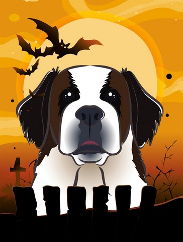 Halloween Saint Bernard Flag Garden Size