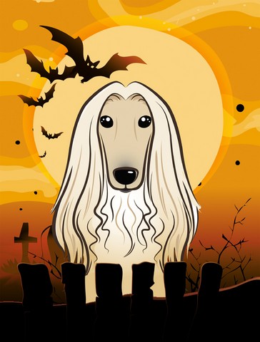 Halloween Afghan Hound Flag Canvas House Size