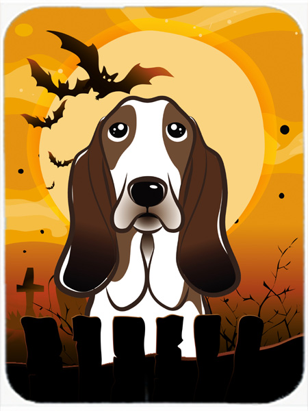 Picture of Carolines Treasures BB1801LCB Halloween Basset Hound Glass Cutting Board- Large
