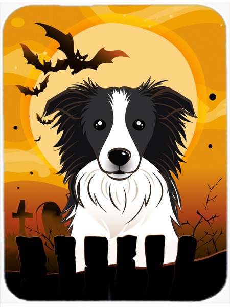 Picture of Carolines Treasures BB1799LCB Halloween Border Collie Glass Cutting Board- Large