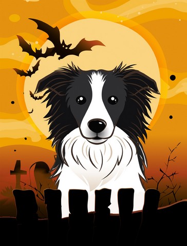 Halloween Border Collie Flag Garden Size