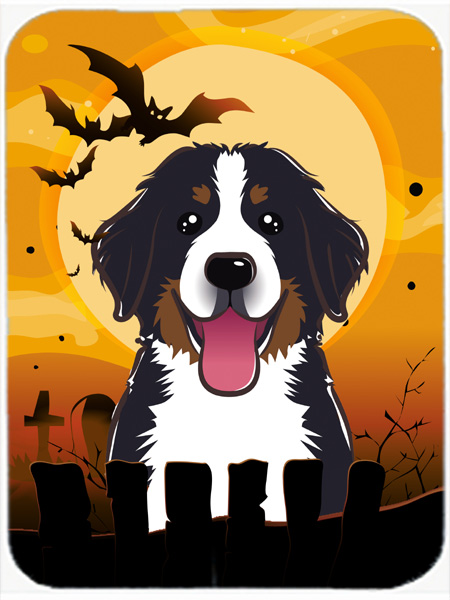 Picture of Carolines Treasures BB1795LCB Halloween Bernese Mountain Dog Glass Cutting Board- Large