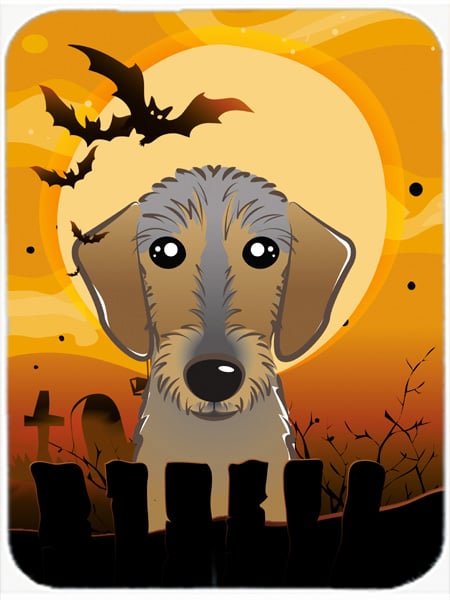 Picture of Carolines Treasures BB1791LCB Halloween Wirehaired Dachshund Glass Cutting Board- Large