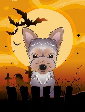 Halloween Yorkie Puppy Flag Canvas House Size