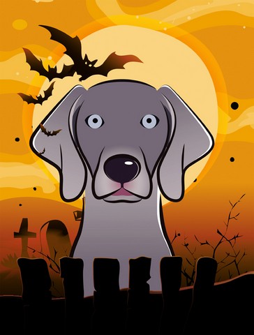 Halloween Weimaraner Flag Canvas House Size