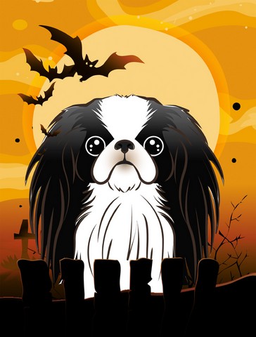 Halloween Japanese Chin Flag Garden Size