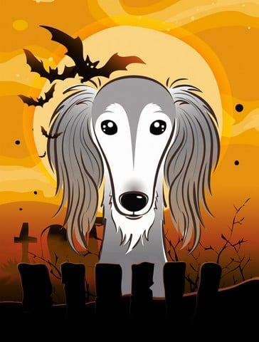 Halloween Saluki Flag Garden Size