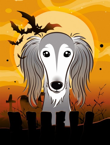 BB1787CHF Halloween Saluki Flag Canvas House Size