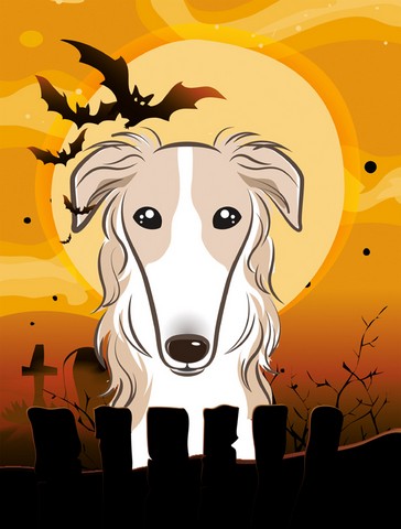 Halloween Borzoi Flag Garden Size