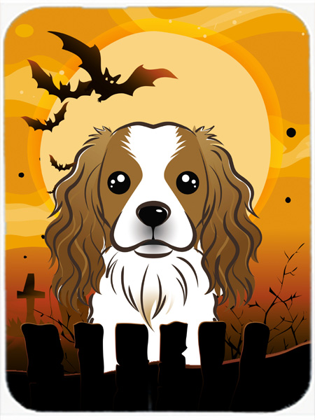 Halloween Cavalier Spaniel Glass Cutting Board- - Large