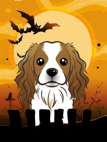 Halloween Cavalier Spaniel Flag Canvas House Size
