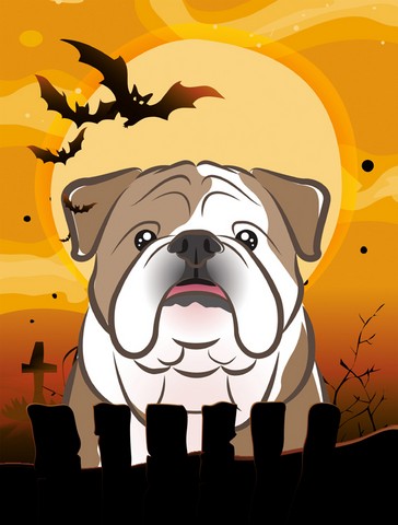 Halloween English Bulldog Flag Canvas House Size