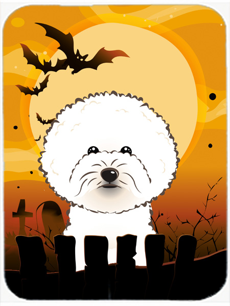 Halloween Bichon Frise Glass Cutting Board- Large